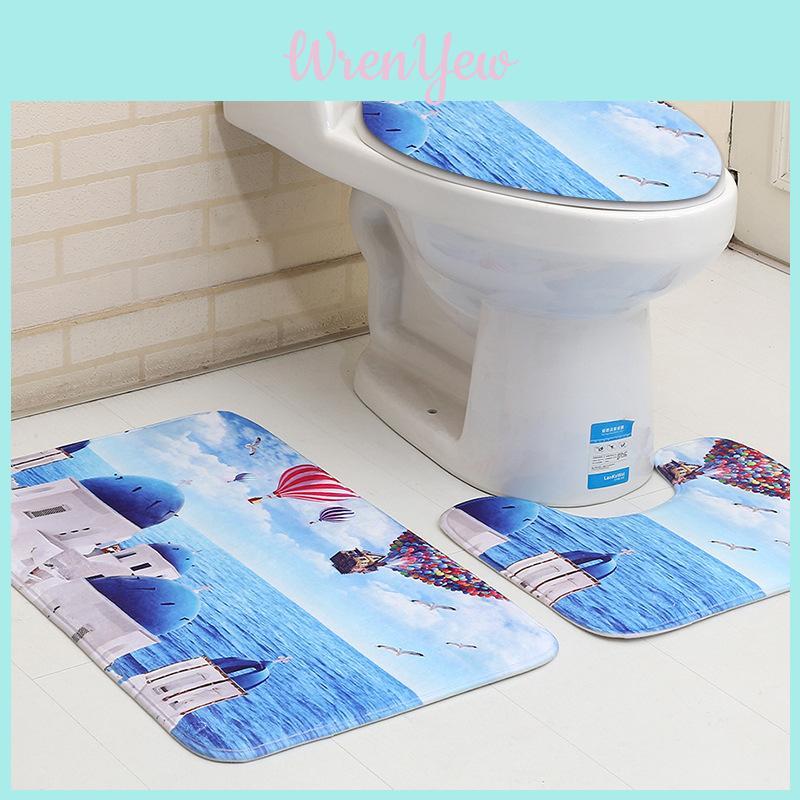 Superior 3d Printing Cartoon Bathroom Set Featuring Non-slip Rug And Bath Mat