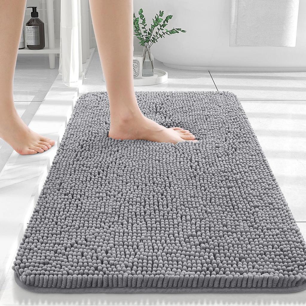 Homaxy Chenille Plain Hairy TPR Material Door Mat Indoor Non Slip Door Mat Dirt Trap Absorbent Mat Absorbs Water Bathroom Mat