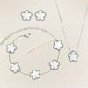 Luxury Zircon Set for Women Copper Color Chain Stainless Steel Double Sided Five Leaf Flower Necklace Earrings Bracelet Clover