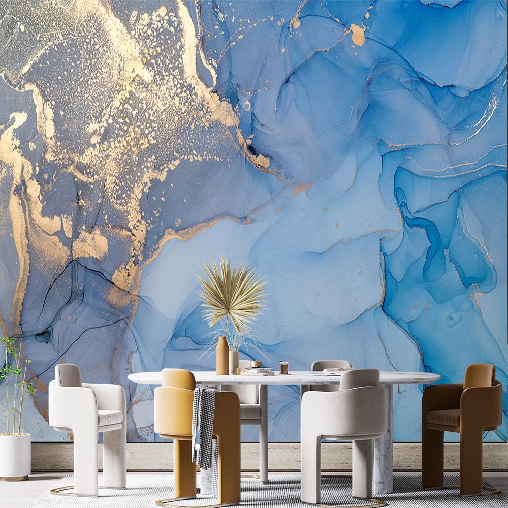

Blue Marble Wall Mural Abstract Marble Wallpaper Living Room Kids Room Office Background Wall Paper 200 cm(W) x 140 cm(H)