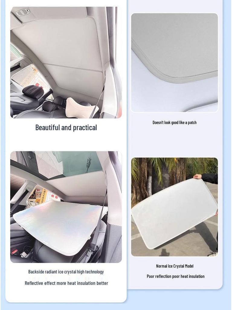 Tesla Model Y/3 Iridescentny Kryształ Lodowy Osłona Przeciwsłoneczna - Ochrona Szyberdachu i Izolacja Termiczna