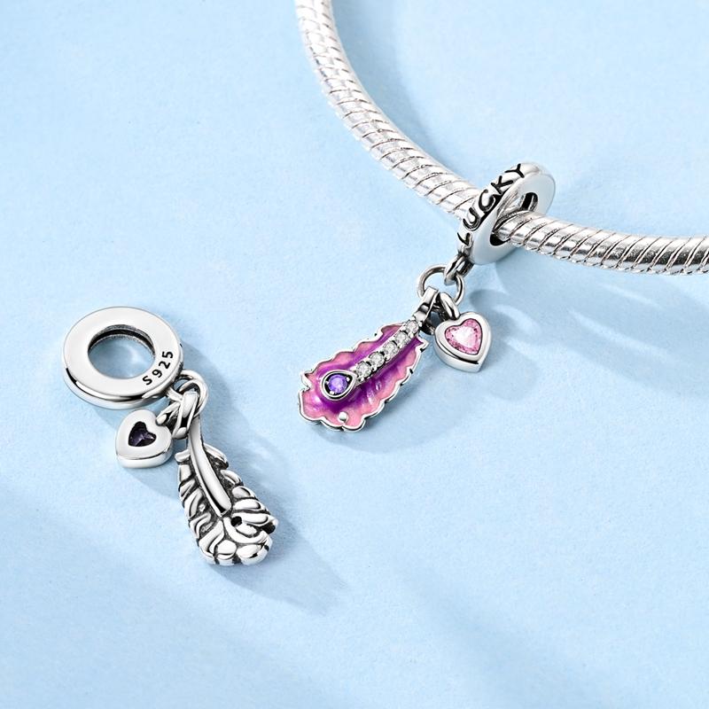 New Original Copper Charms Beads Pendant Pink Bow Perfume Zircon Beads For Women Fine Jewelry Making