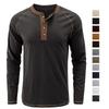 Men’s Shirts Long Sleeves Pullovers Cotton Henley Shirt Color Block Round Neck Buttons Undershirt Spring Autumn Casual Wear
