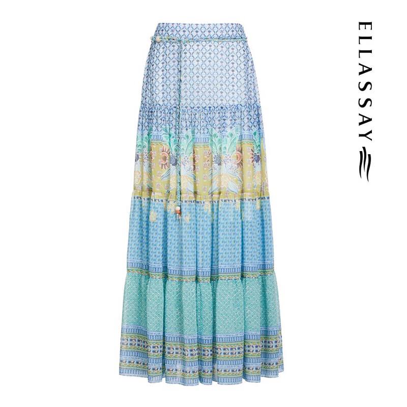 ELLASSAY French Romantic Print Midi Skirt