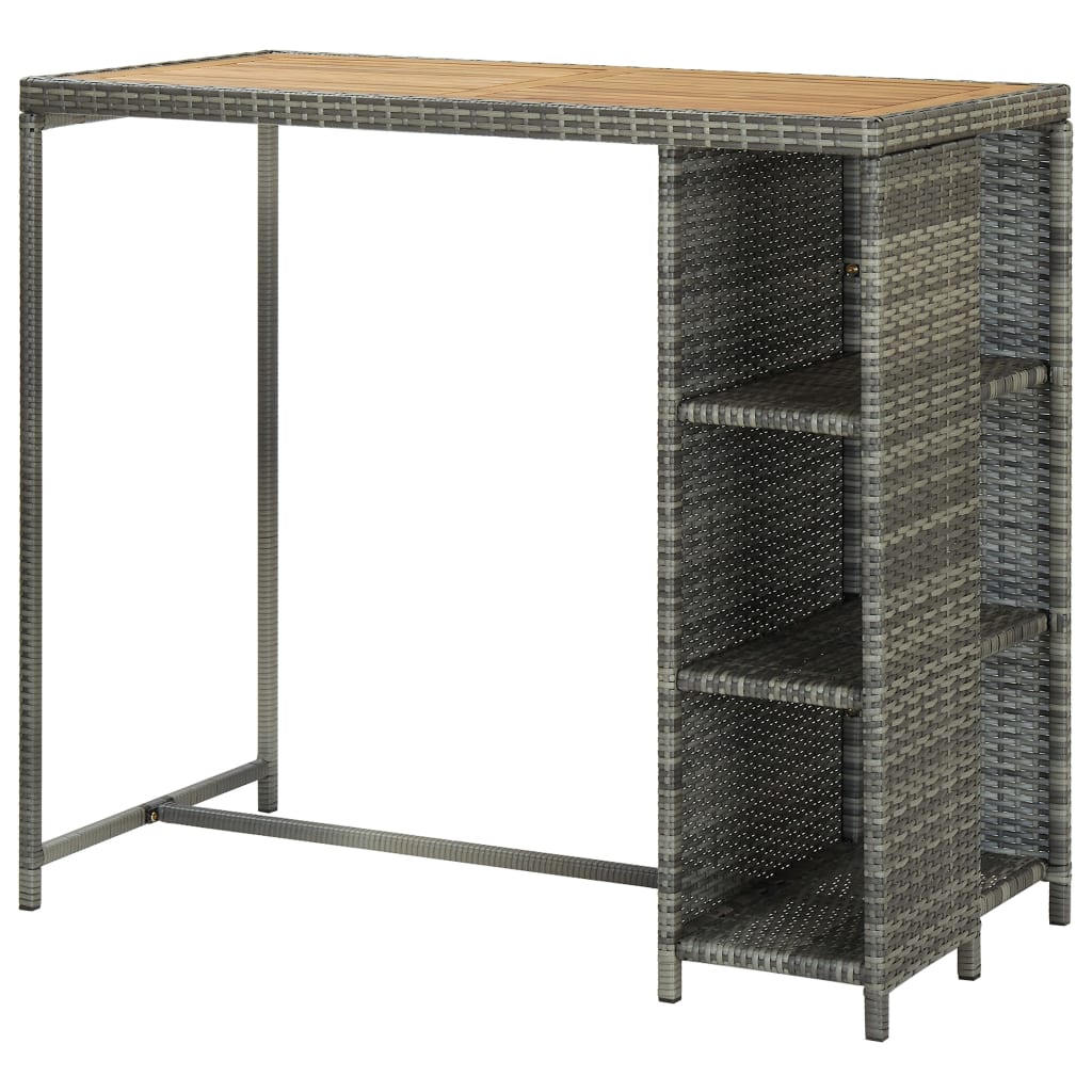 Bar Table with Shelf Grey 120 X 60 X 110 Cm Poly Rattan