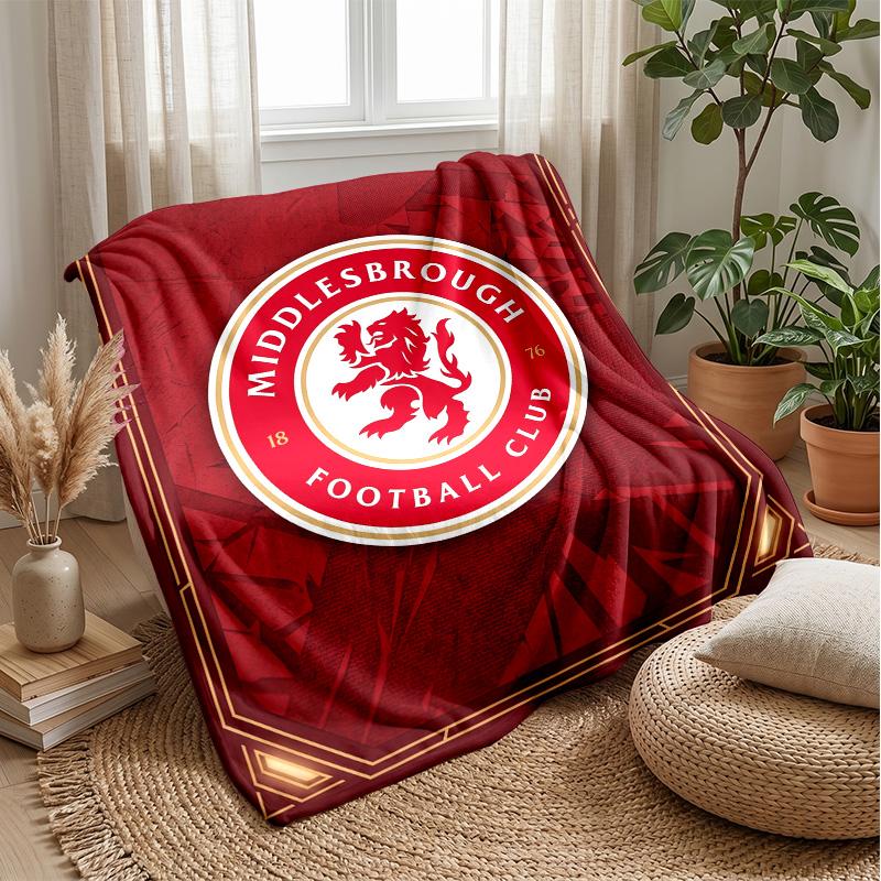 Manta de Franela Suave y Polar del Middlesbrough FC Ligera Acogedora Cálida Manta de Tiro Para Sofá Cama Decoración del Hogar