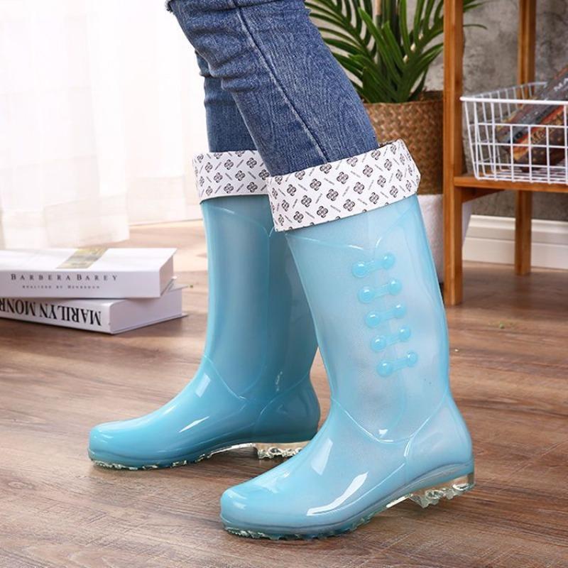 Women's Waterproof Rain Boots - Non-slip Quick-dry Candy-colored High-top Soft Keep Warm Comfort Adult Rain Shoes