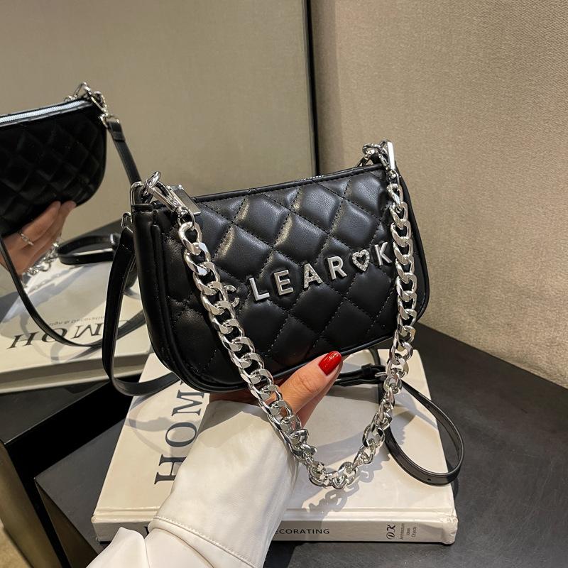 

Rhombus chain small bag women s new spring and summer versatile messenger bag fashion shoulder armpit bag чёрный