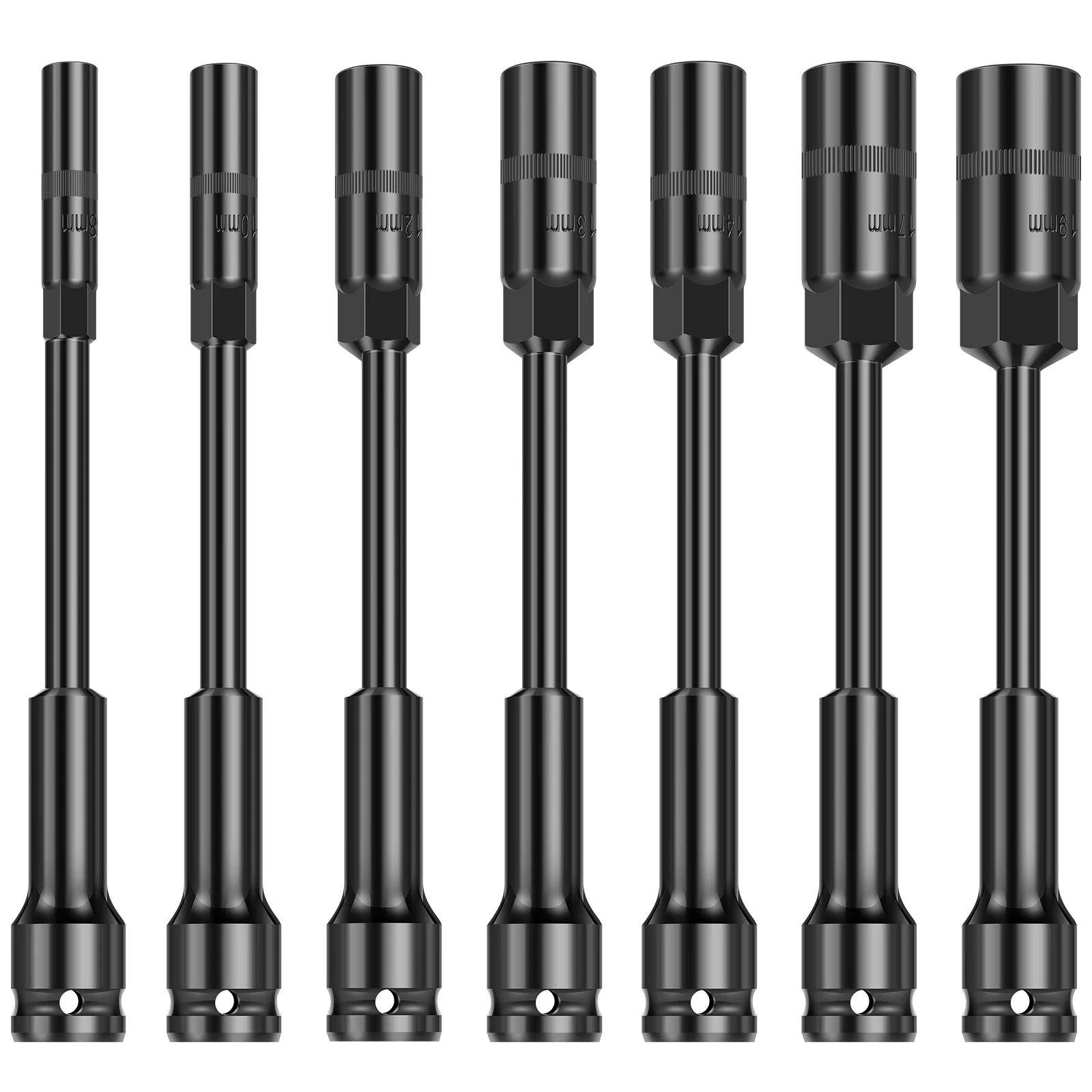 200mm Extra Long Impact Hex Socket 1/2 Drive 6 Point Air Socket Wrench Head 8mm 10mm 12mm 13mm 14mm 17mm 19mm Thin-wall