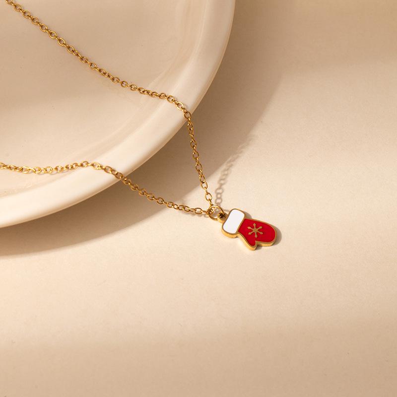 Collier avec Pendentif Renne de Noël à Gouttes d'Huile et Nœud, Boîte Cadeau pour Femme - Bijou Élégant Chaîne de Clavicule Européenne et Américaine.