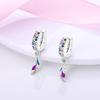 925 Silver Colorful Feathers Drop Earrings Dream Catcher Bohemia Asymmetry Dangle Earrings Original Wedding Jewelry For Women