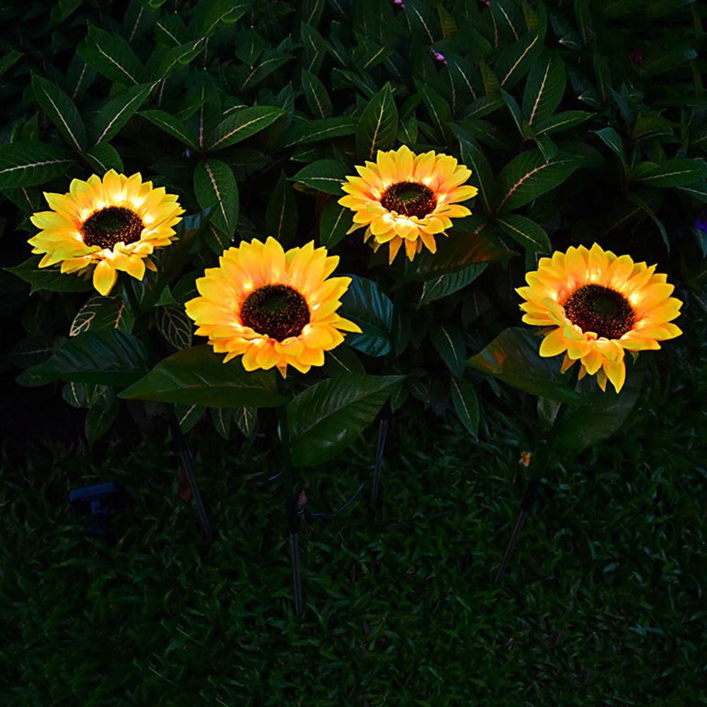 LED Sunflower Lawn Atmosphere Light Waterproof Solar Path Yard Lights  Easy Installation Automatic Switch for Home Garden