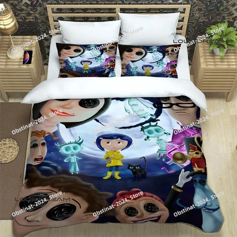 3D Cute C-Coraline Cartoon Bedding Set Printed Bed Set With Pillowcase Bed Duvet Cover Soft Single Double Queen Super King Size
