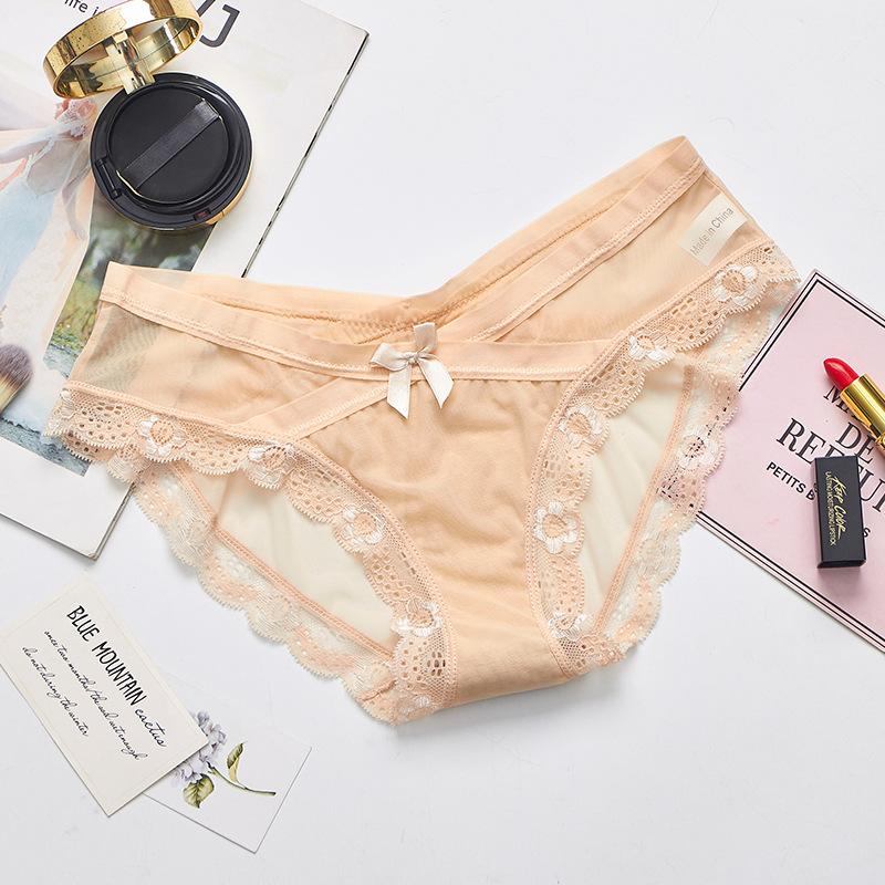 Sexy Lace Panties Low Waist Seamless Ultra-thin Transparent Mesh Women Panties