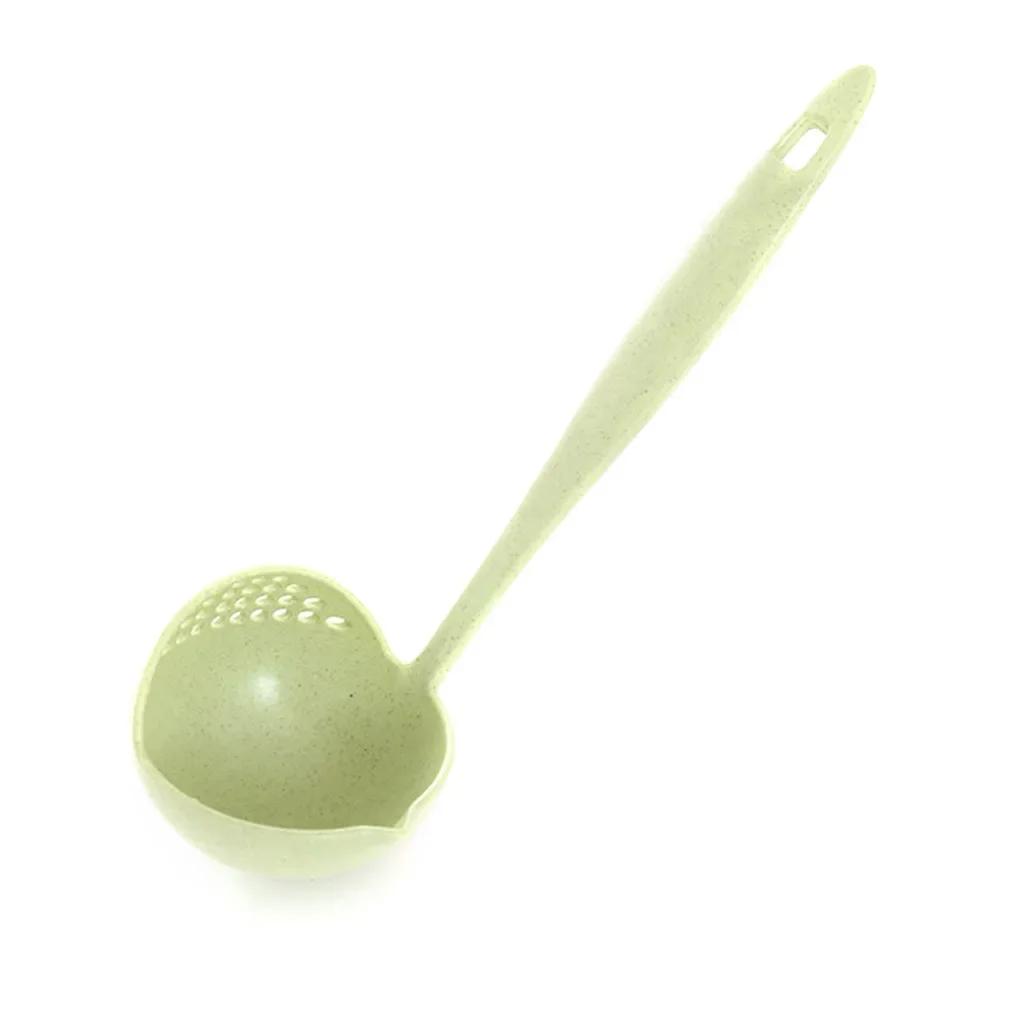 

Kitchen Strainer, Solid Color Cooking Colander, Long Handle Soup Spoon, Plastic Kitchen Scoop, Hot Tableware
