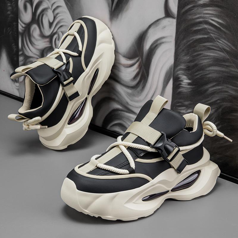 New Men's Fashion Trend Casual Shoes Mesh Breathable Comfortable Versatile Thick Soled Shoes Low Top Chunky sneakers 2025