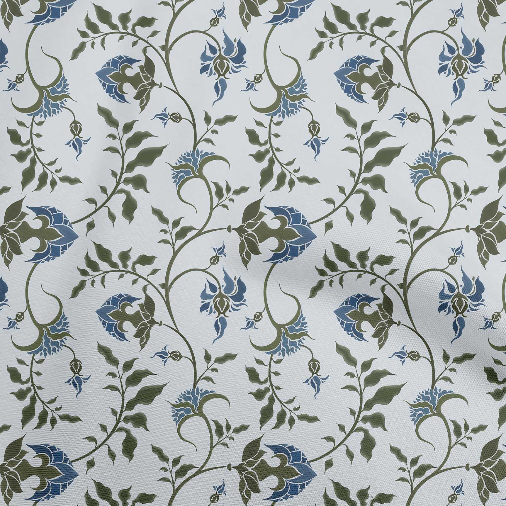 

OneOone Cotton Flex Grey Тканина Jacobean Floral Craft Projects Decor Fabric Printed By The Yard 40 дюймів 42 Inch Wide - Viscose Chiffon середній синього кольору