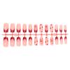 24Pcs French Heart Design Fake Nails Mid-Cuticle Style Manicure Tool For Wedding Daily