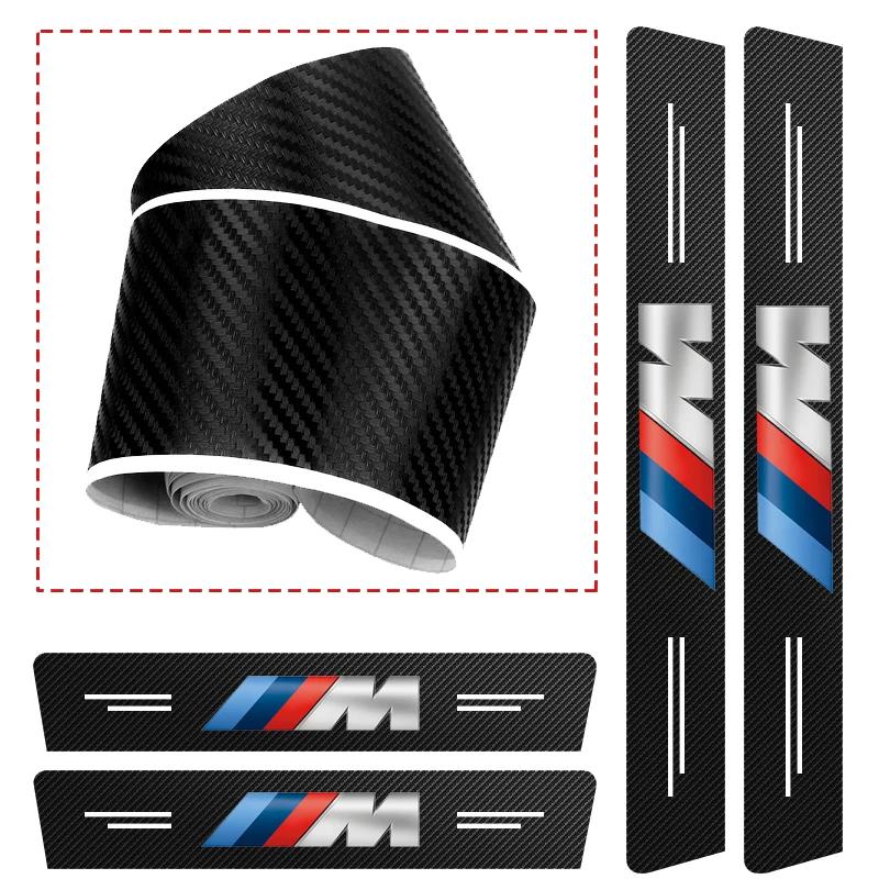 For BMW M E28 E90 F30 F10 X2 X3 X4 X5 X6 X7 F20 E46 E60 Valve 1/4/5Pcs Leather Car Door Sill Protector Carbon Fiber Sill Strip blhn58