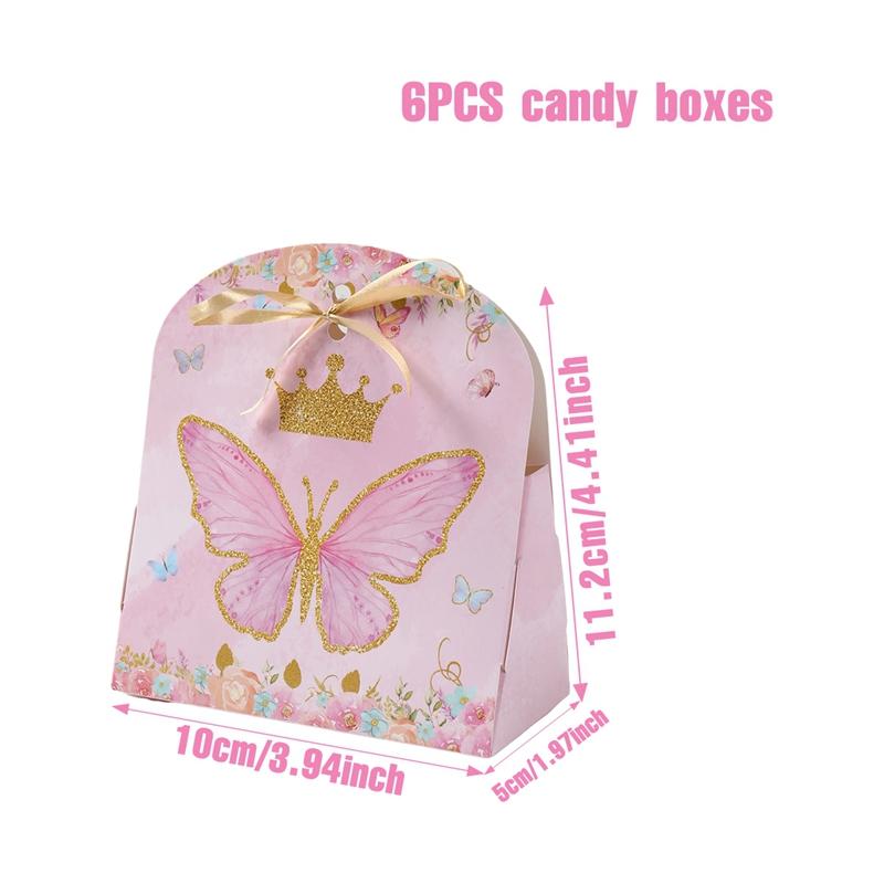 Butterfly Candy Gift Box Pink Purple Butterfly Birthday Party Decorations Kids Wedding Supplies Baby Shower Cookie Biscuit Box