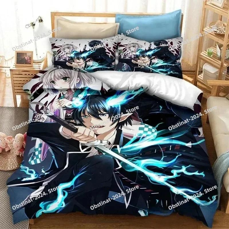 Fashion 3D Anime Blue Exorcist Bedding Set Printed Bed Set With Pillowcase Duvet Cover Soft Single Double Queen Super King Size