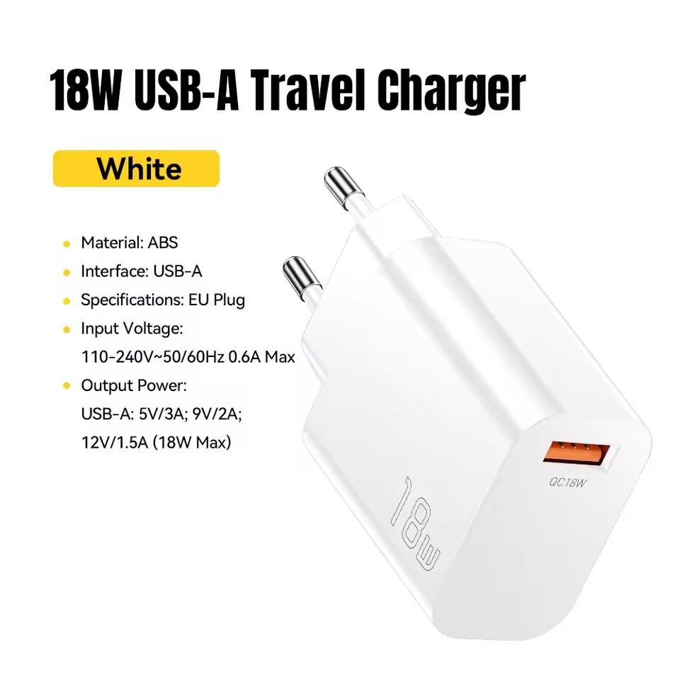 Essager 18W QC3.0 USB A Ladegerät USB Quick Charge 3.0 Schnell-Wandladegerät für Samsung S24 Huawei Xiaomi iPhone Handy-Ladegerät