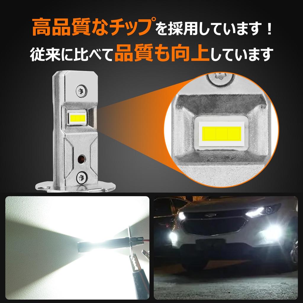BLUESEATEC H3 LED Fog Lamp, 2 Times Brighter Than Halogen, Angle Adjustable, White, 6000K,