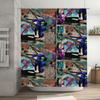Abstract Blue Ocean Wave Shower Curtain Modern Art Bathroom Decor Waterproof Fabric Liner