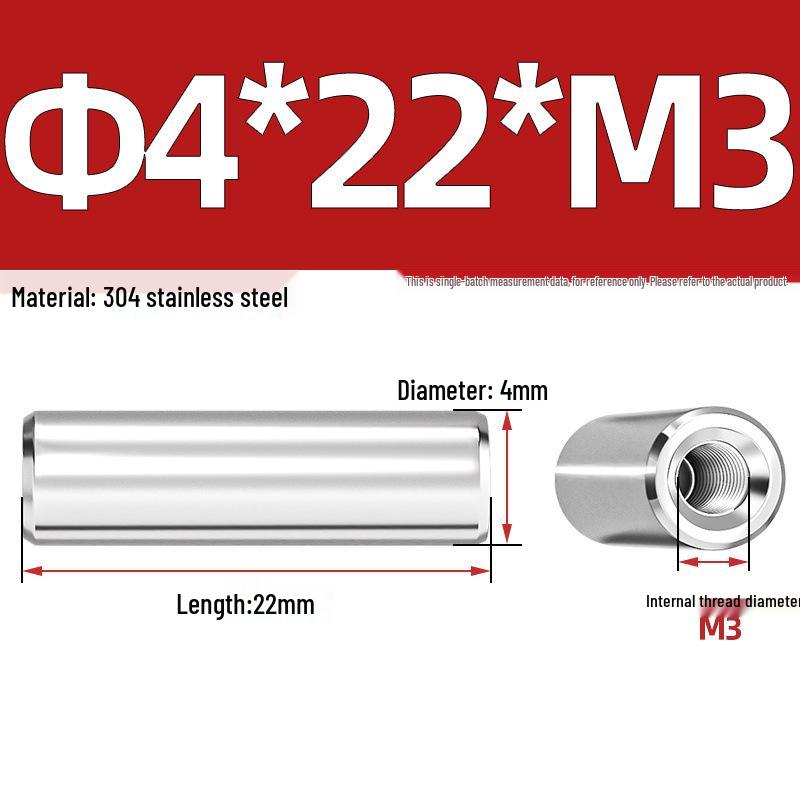 Pin Cilindric din Oțel Inoxidabil 304 cu Filet Interior M4/M6/M8 și Orificiu - Coloană de Suport și Ghidare