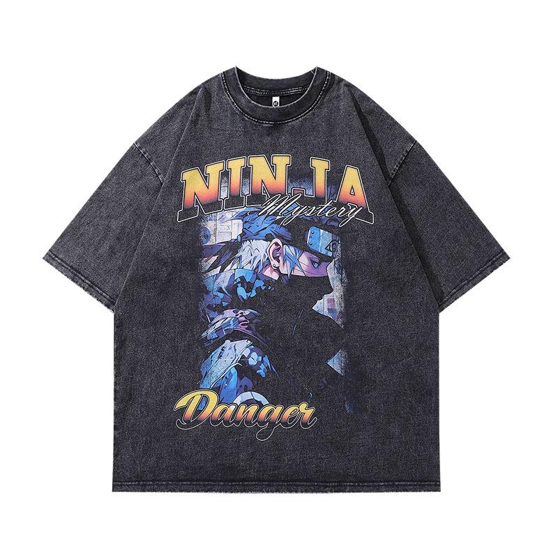 Guochao Vibe Wind Wash Water Half-Sleeved T-Shirt Men'S And Women'S Street Tide Brand Retro Loose Old Short-Sleeved Backing Tee