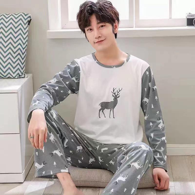 Spot Men's Long Sleeve Pajamas - Spring/Fall Home Wear, Youth/Middle-aged Thin Winter Set