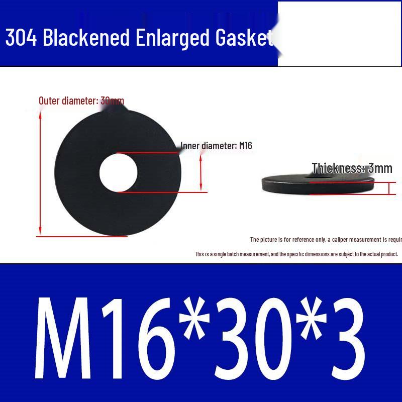 Large Black 304 Stainless Steel Ultra-Thin Oversized Flat Washer, Zinc-Plated