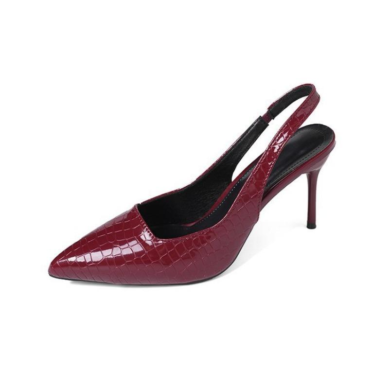 

Женские сексуальные остроносые босоножки на высоком каблуке, осенние новые туфли-лодочки, темпераментные туфли на высоком каблуке 42 бордовый
