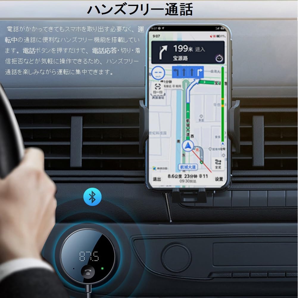 Eppfun FM Transmitter & Bluetooth Car Receiver, Aux Compatible, USB Power Supply, Support Hands-Free