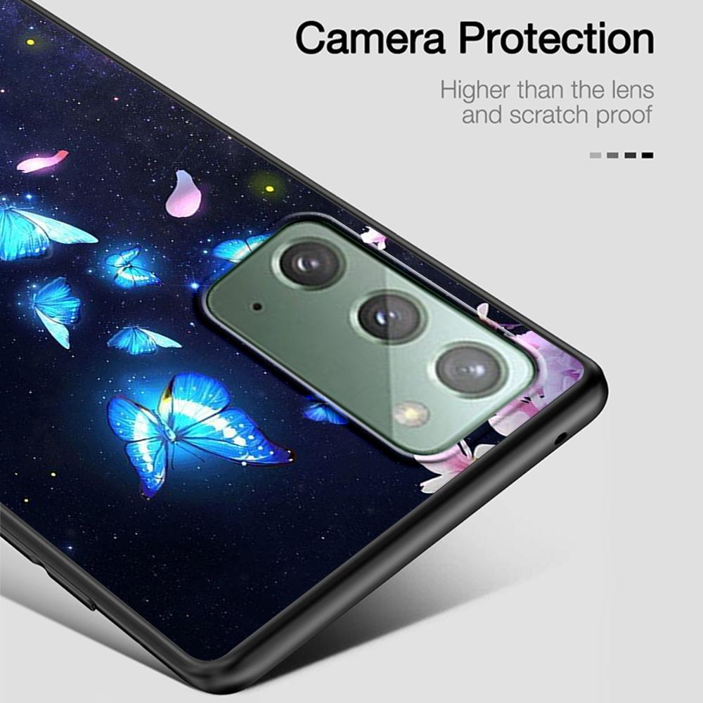 Butterfly Case for Samsung Galaxy Note 20 Ultra 10 Lite 9 8 A53 A52 A12 S22 S21 FE S20 Plus TPU Black Phone Cover Shell Animals