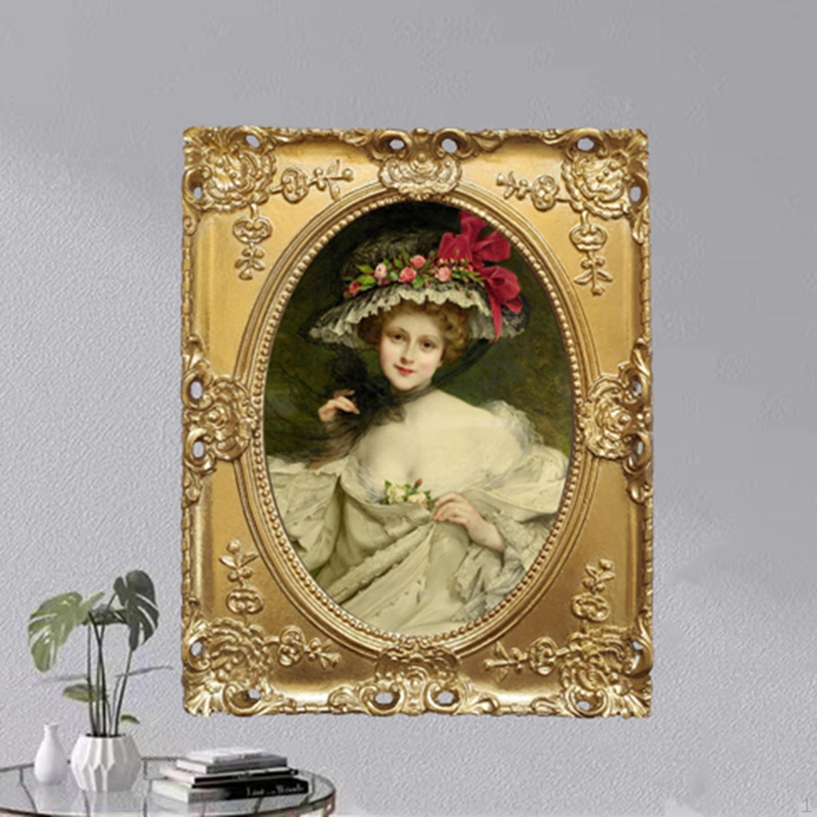 Embossed Antique Style Photo Frame Pictures Display with Glass Front Carved Floral for Bedroom