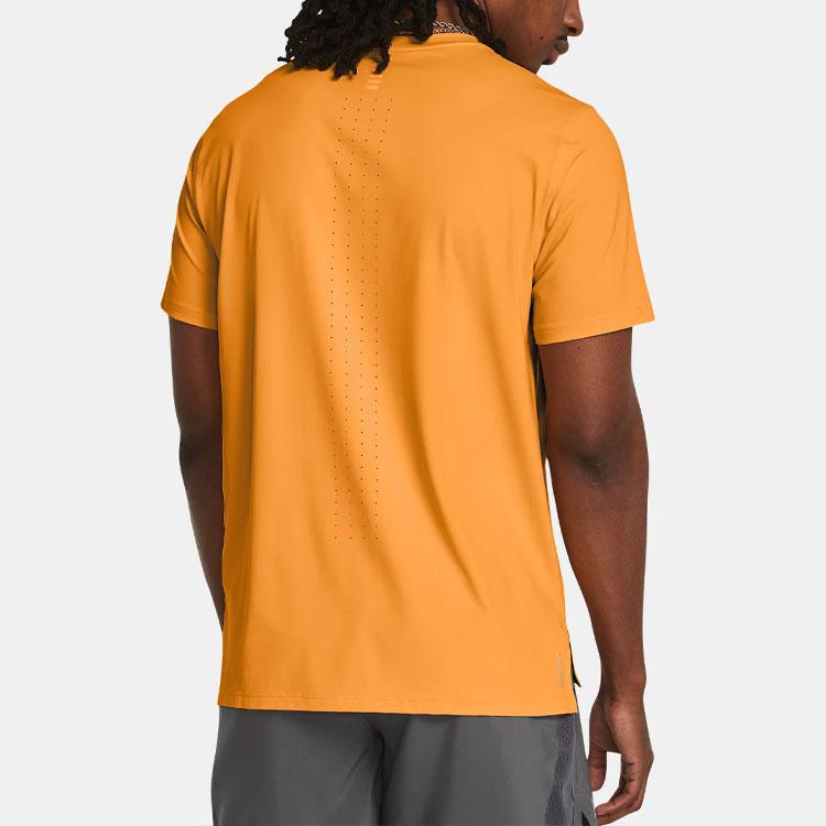 Under Armour Launch Elite Solid Logo Running Casual Sports Crew Neck Short Sleeve T-Shirt Men Tops Orange 1382648-803