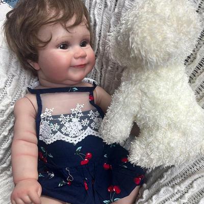 KEIUMI 50 cm Reborn Baby Mädchenpuppe Vollsilikonkörper Fortgeschrittene Bemalung Haut Simulierte Reborn Babypuppe Spielzeug mit eingepflanztem Haar