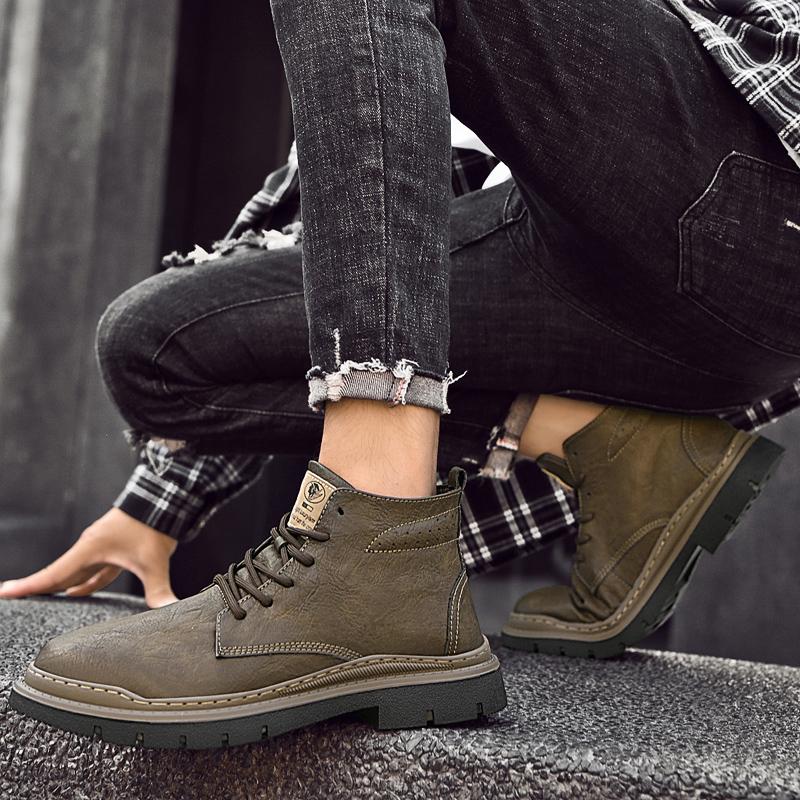 Herren Echtleder Freizeit-Laufschuhe 2024 Schnürschuhe Hochwertige Mode-Stiefeletten mit Fell Männliche Bequeme Sneaker Schuh