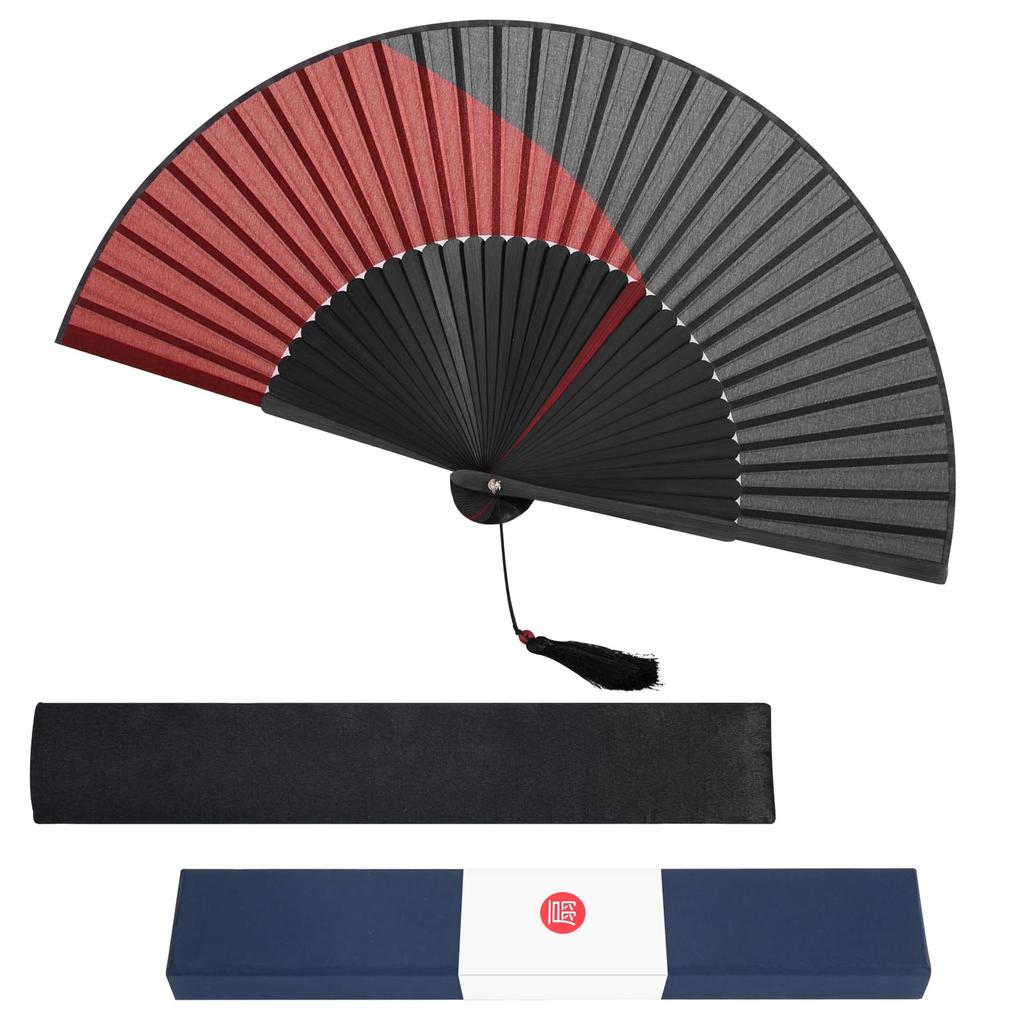 Dockii Folding Made in Folding Bamboo and Gift Box and Bag Perfect for Summer Japanese Red Men's Fan, Durable, Japan, Lightweight, Popular, Men's Fan,