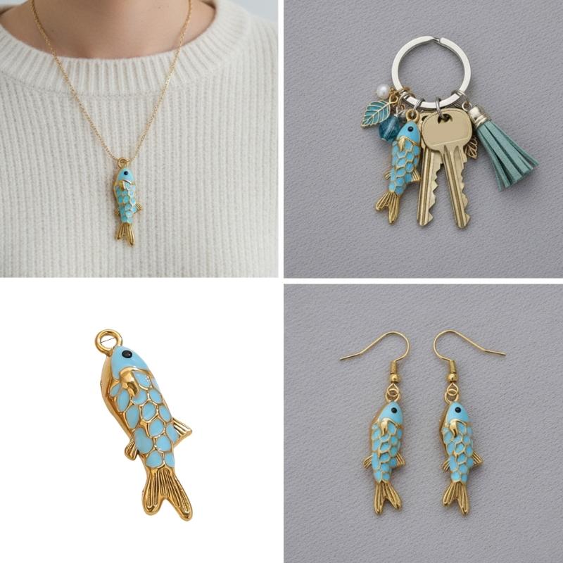 Stylish Stainless Steel Fish Charm DIY Jewelry Accessory Delicate Jewelry Findings For Crafting And Fashion Decors