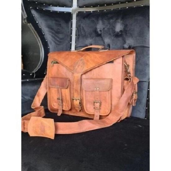 Men's Durable Quality Leather Vintage Laptop Messenger Satchel Briefcase Bag