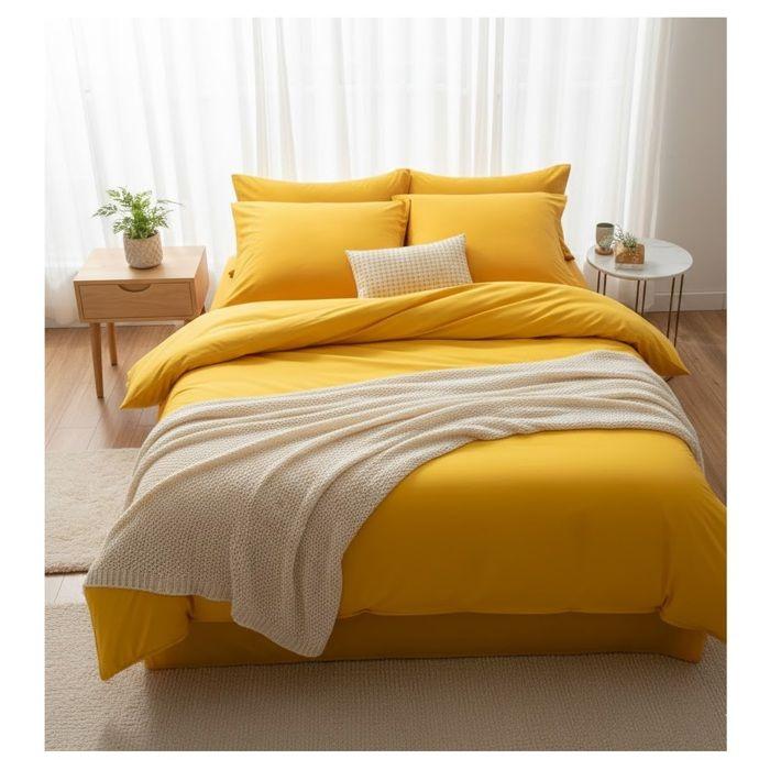 Housse de couette 220 x 240 cm Contemporain uni ocre