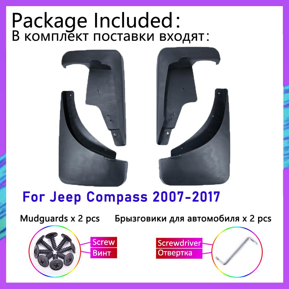 Autokrytky proti stříkající vodě pro Jeep Compass MK49 2007-2017 2016 2015 2014 2013 Auto Přední Zadní Kola Bahňáky Lapače Nečistot Blatníky
