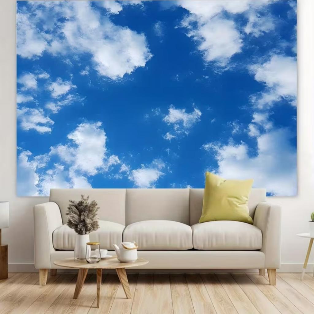 Blue Sky White Cloud Background Natural Landscape Home Party Decoration Backdrop Portrait Photography Banner Baby Shower Props