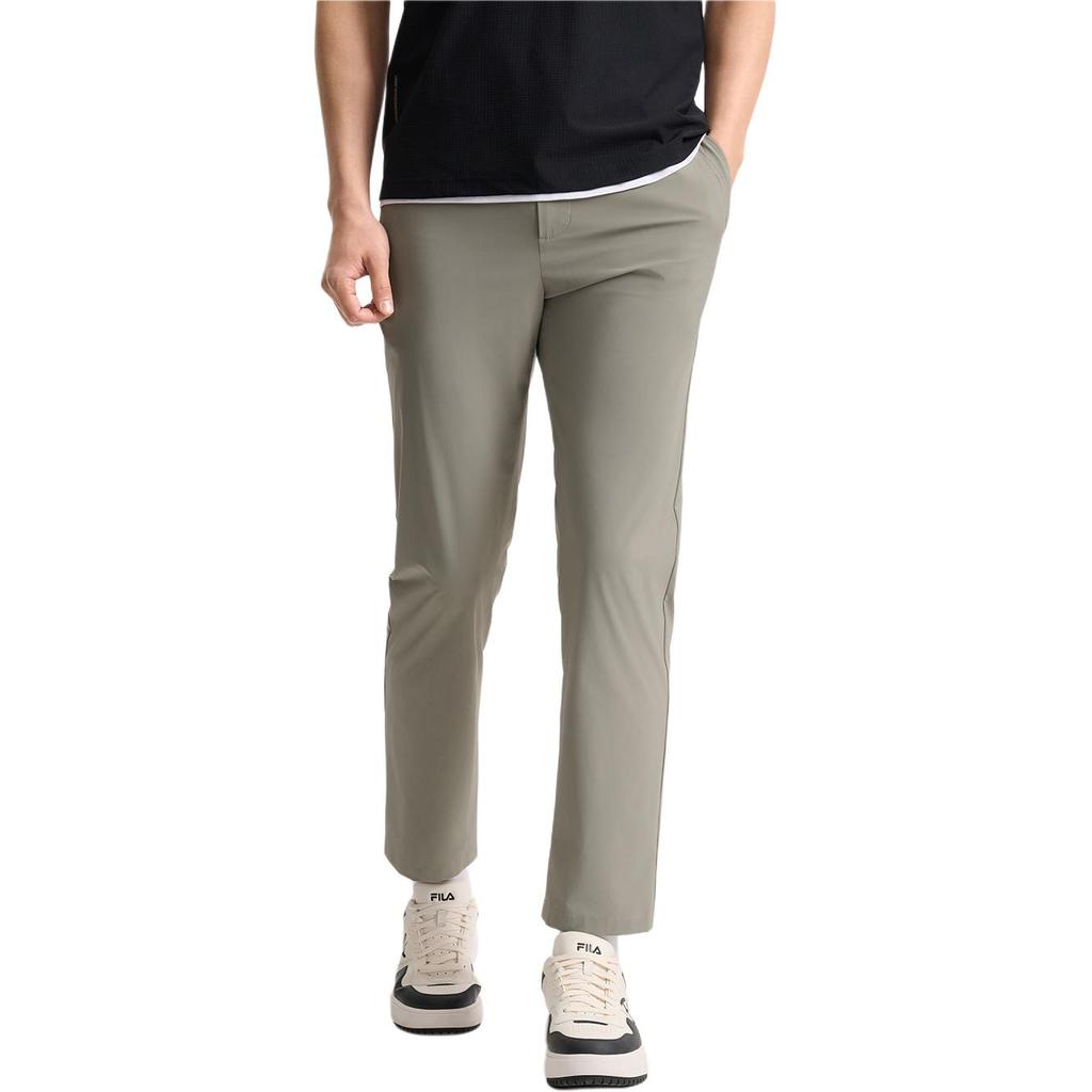 Fila White Series Comfortable Casual Simple Solid Color Basic Woven Pants Men Bottoms Gray-Brown F11M523801F-GY