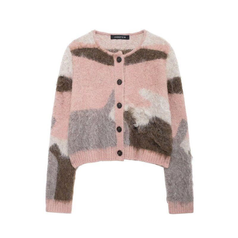 Fashion Style 2024 Fall and Winter New Women's Clothing Easiest for Match Slim Looking Color Cleaning Effect Long Sleeve Knitted Coat 9598521