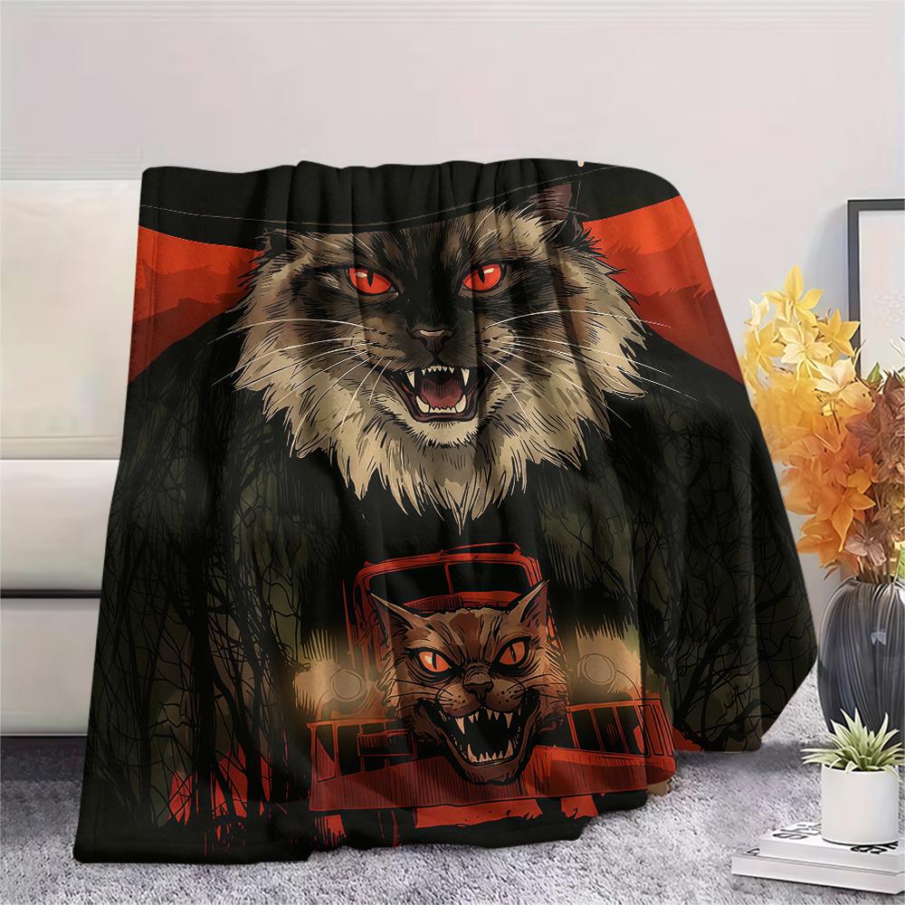 Dark and Terrifying Animals Print Flannel Blanket,High quality Comfortable for All Seasons,Home Decor,Warmth and Comfort,Perfect for Christmas Gifts