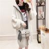 Autumn and Winter Women's Sweater Jacket Female Mid-length Colorblocking Hooded False Two-piece Knitted Cardigan Female Comfortable Versatile