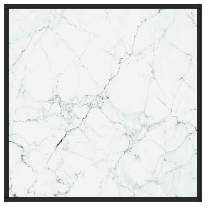 VidaXL Table basse Noir avec verre marbre blanc 80x80x35 cm